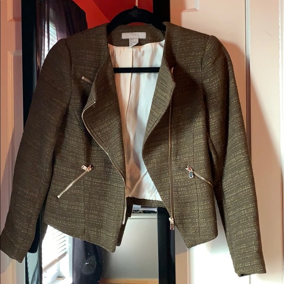 H&M Jackets & Coats Womens Hm Army Green Tweed Blazer Poshmark